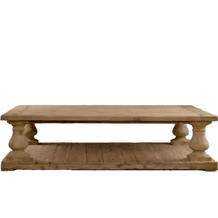 

Quality Handmade Rustic Solid Wood que Balustrade Coffee Table for Living Room