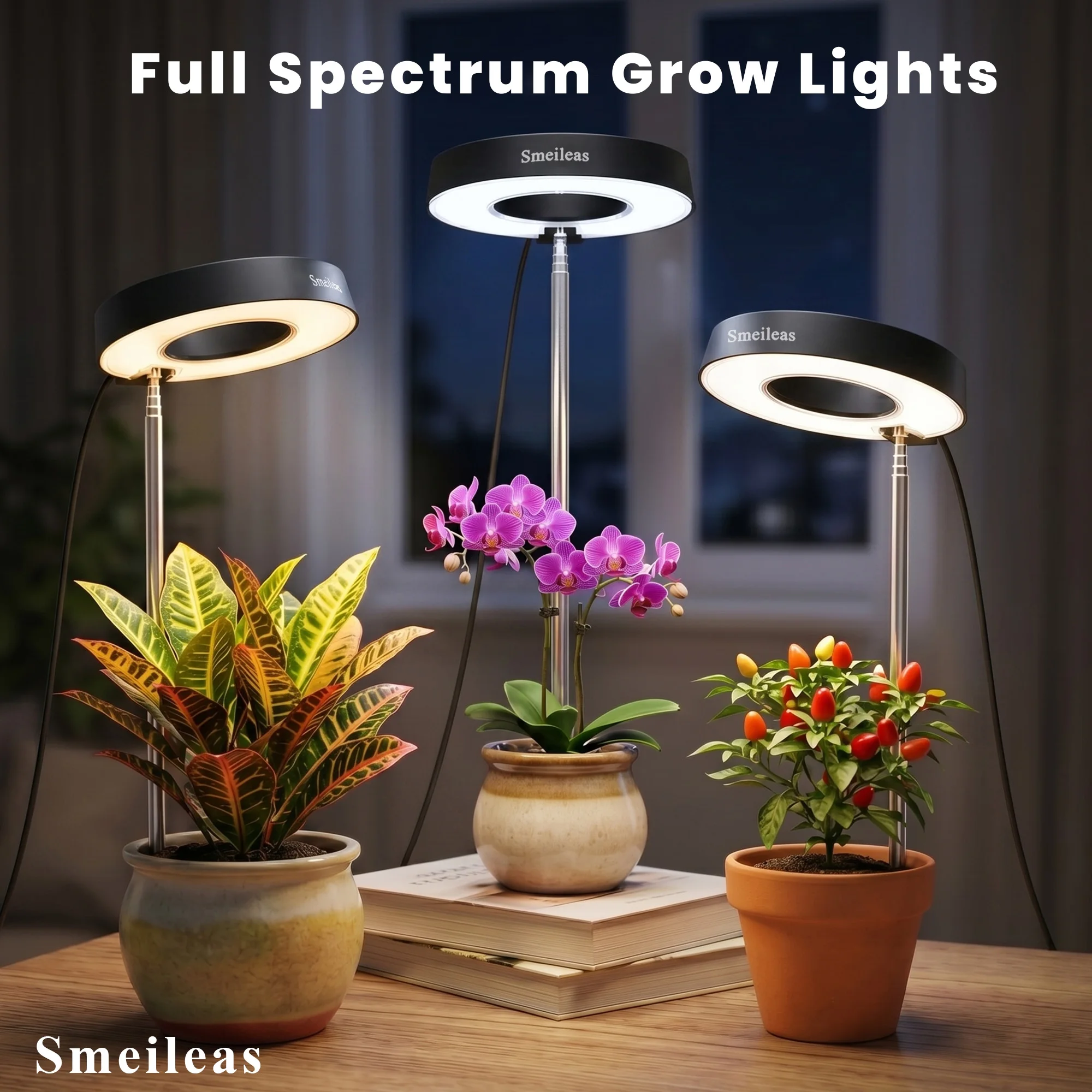 

4pcs, 2026 All-New Design: Full Spectrum Plant Grow Lights, 720° Rotatable Adjustable Height Plant Light for Indoor Plants.