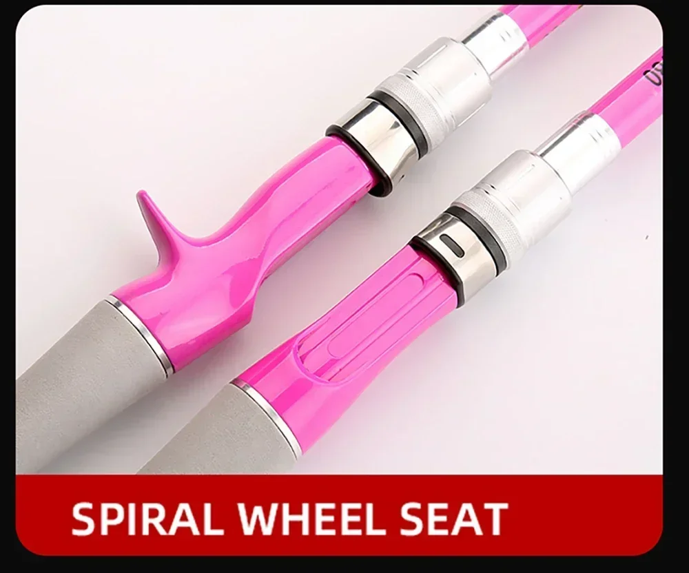 Rosa Angelruten-Set Mini Teleskop-Köderstange 1,5-2,4M Spinnrolle Max. Bremskraft 8KG Set mit Schnur Köder Komplettset für Anfänger – Detail 8