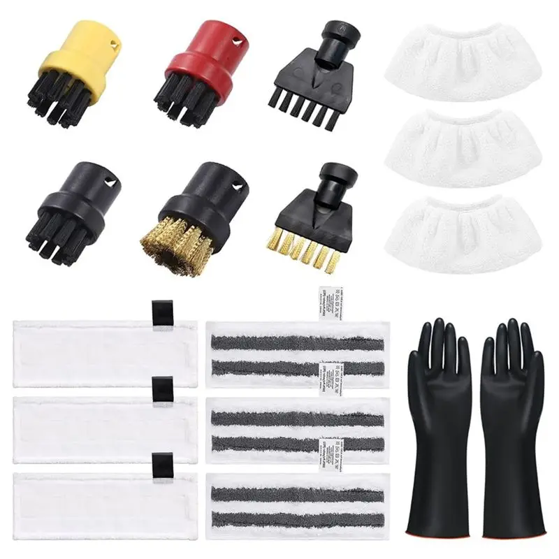BAAO Steam Cleaner Accessories Kit for Karcher SC1 SC2 SC3 SC4 SC5 Easyfix, Microfiber Mop Cloth Set with Floor Nozzle Round