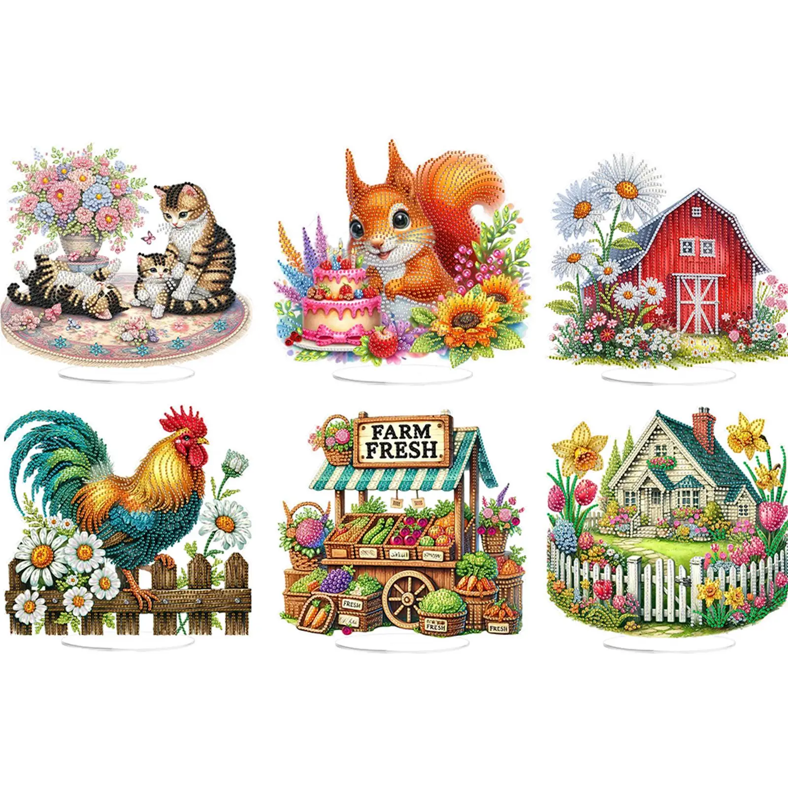 

Acrylic Special Shaped Animals Farm Diamond Painting Desktop Ornaments Kit Table Top Diamond Painting Ornament for Desktop Decor