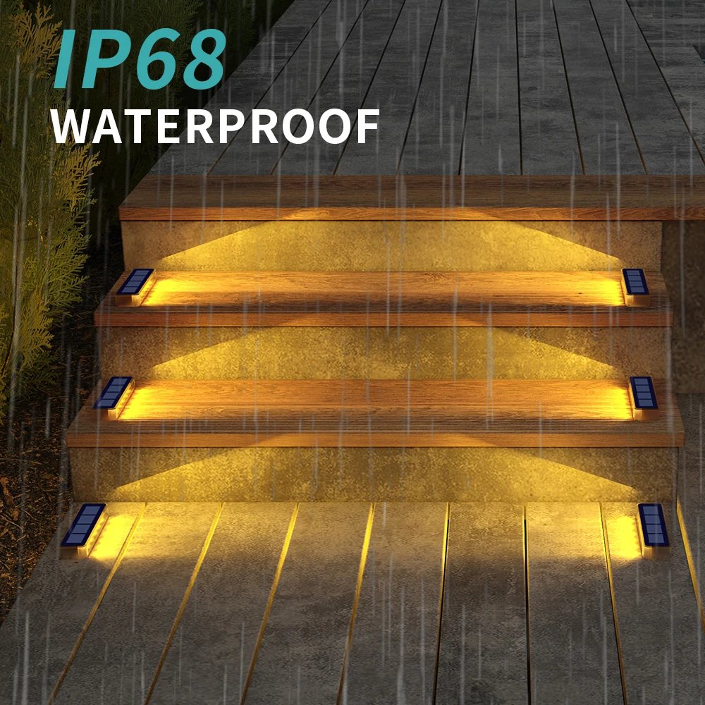 أضواء للأرضيات الشمسية في الهواء الطلق إضاءة مقاومة للماء خطوة الرصيف درج مصباح حديقة IP68 السيارات تشغيل/إيقاف تعمل بالطاقة الشمسية حوض درب الإضاءة #2