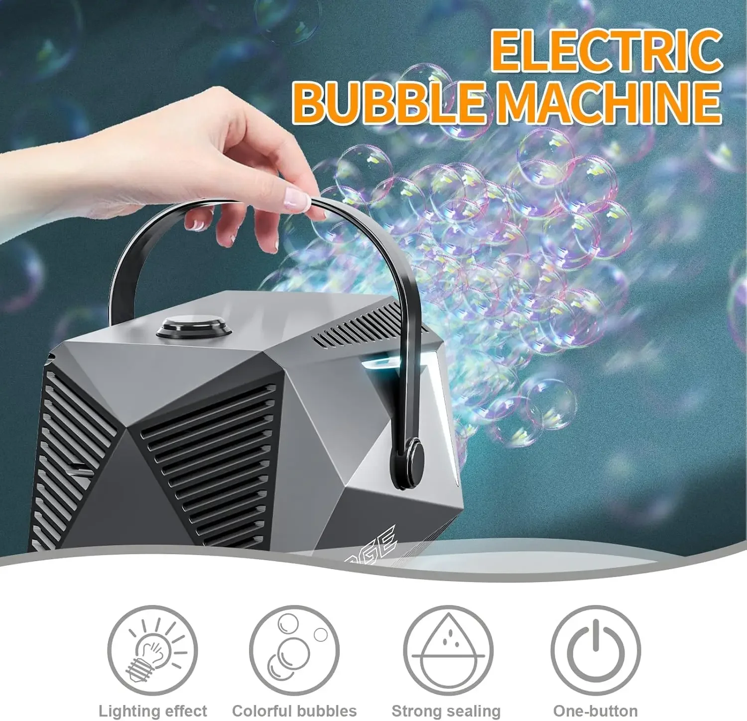 Máquinas elétricas de bolhas, 10 buracos, seguro, divertido, controle de clique, brinquedos automáticos para bolhas de palco ao ar livre