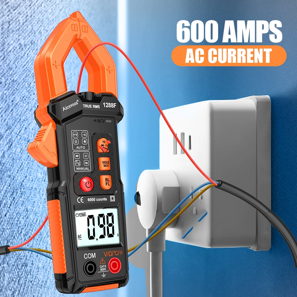 Aicevoos Smart Digital Clamp Meter AC DC Voltage Tester Auto Rang 6000 Counts 600A Current Clamp True RMS Multimeter Ammeter Ohm