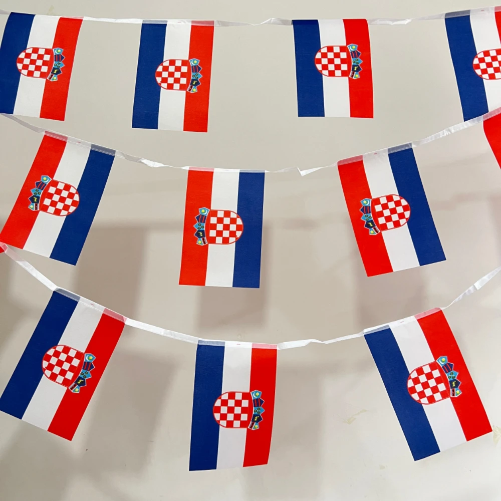 YIXIN 20pcs/lot Croatia bunting flags 14x21cm Pennant Croatia String Banner Buntings Festival Party Holiday