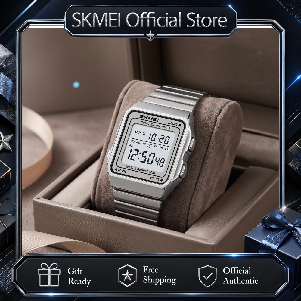 SKMEI 2648 2Time Fashion Digital Watches Waterproof Unisex Wristwatch Digital Clock Countdown Timer Office Gifting Mujer Regalos