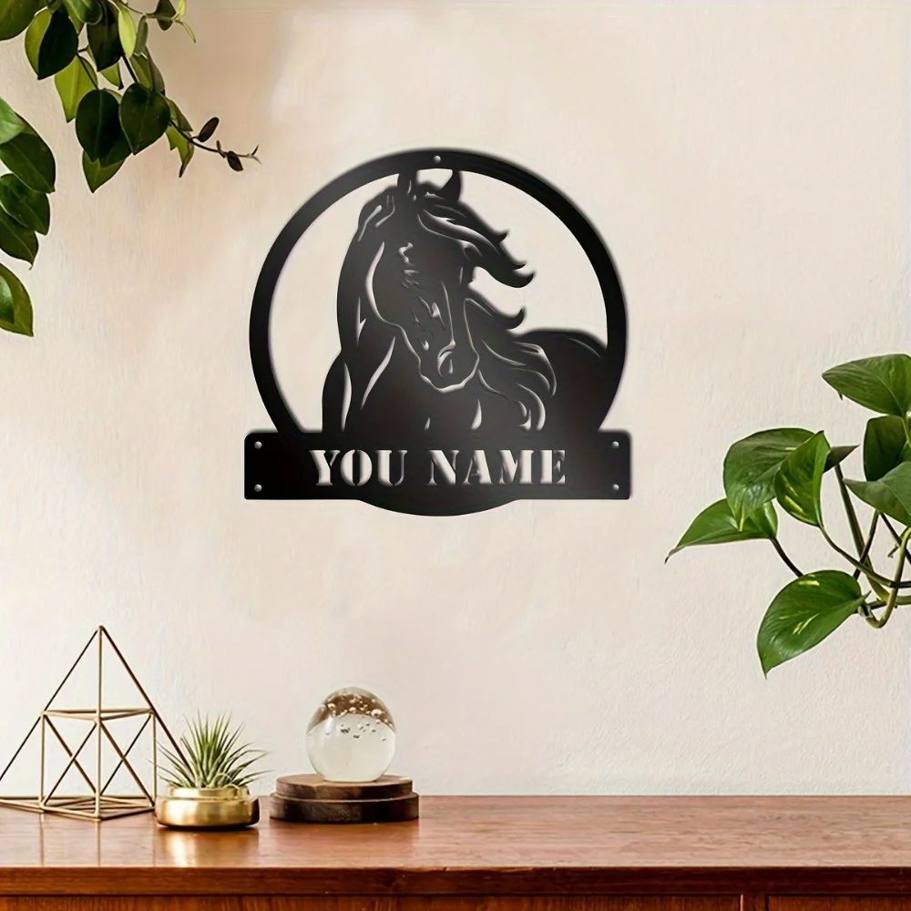 Custom Horse Silhouette Metal Wall Ornament Tailor - Made Farmhouse Outdoor Barn Sign Gift for Horse Lovers Farmers Sign