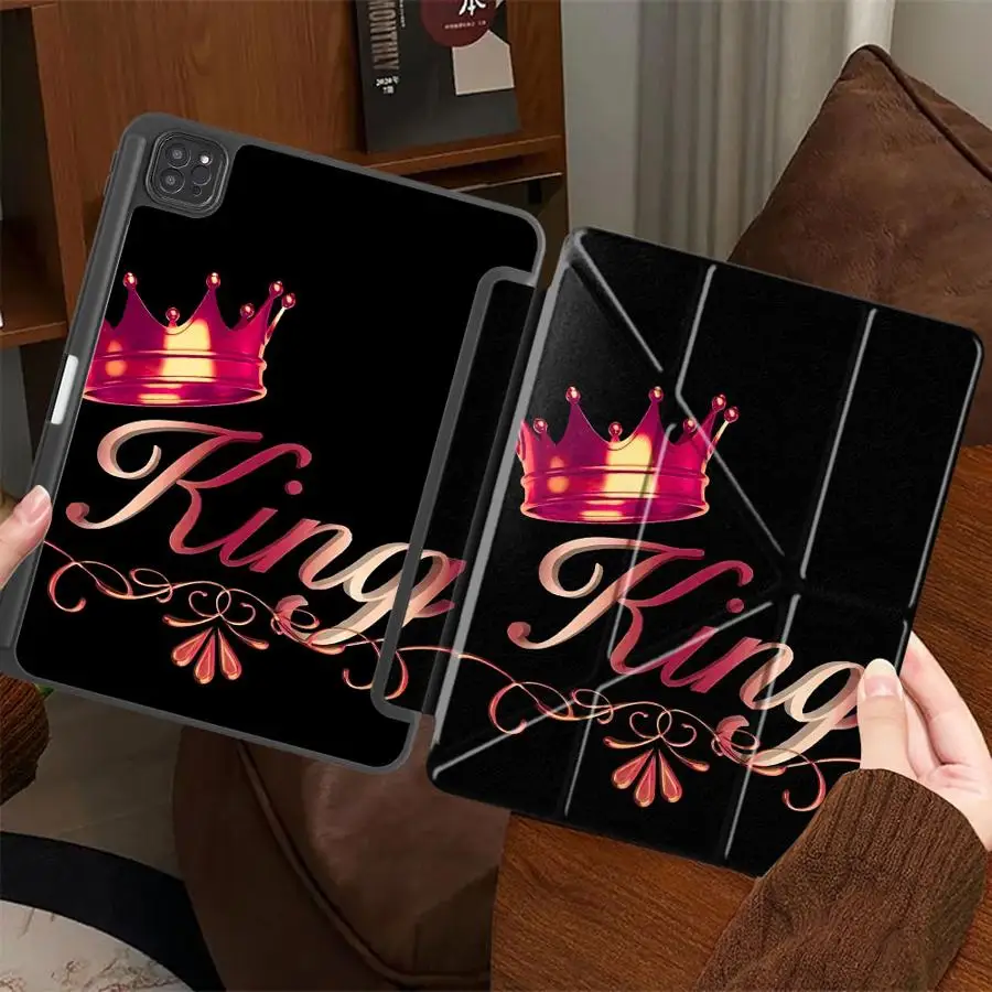 

Tablet Case For iPad Mini 6 7 Pro 11th 10th 9th 8th 7th 12.9inch Air 4 5 M3 M2 M4 11inch Pro 2025 Holder Cover Crown King