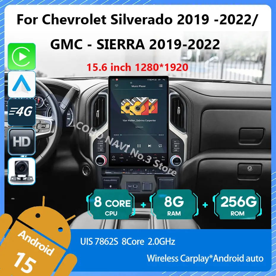 COHO Android 15 Car Multimedia Video Player For Chevrolet Silverado GMC - SIERRA  2019 -2022  GPS Navigation radio CarPlay
