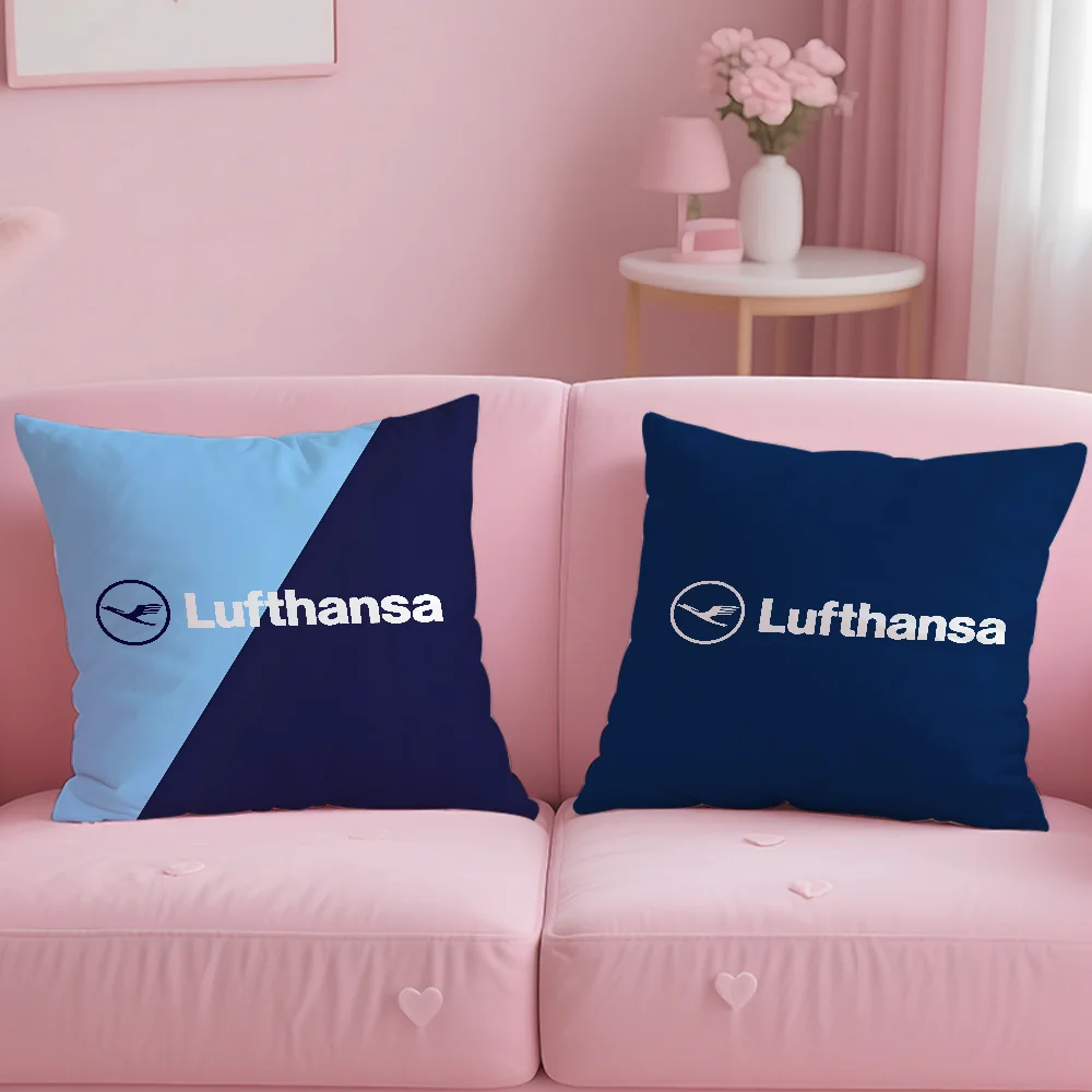 Deutsche Lufthansa German Airlines Pillow Case Anti-dustmite Pillowcase Invisible zipper silky short plush Sofa cushion cover