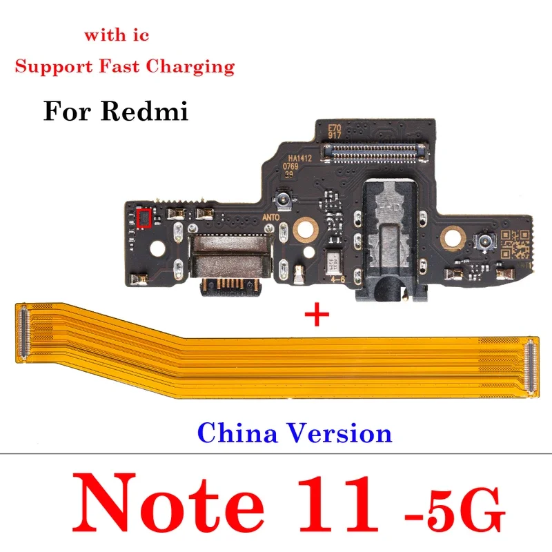 1set Motherboard Flex USB Cable Charging Port Dock Connector Charger Board For Redmi Note 11 E 11T 11S Pro Plus 4G 5G