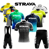 Strava-Conjunto de ciclismo para hombre, pantalones cortos para bicicleta, conjunto deportivo para bicicleta de carretera, Jersey para ciclismo de montaña, ropa transpirable de verano, uniforme profesional