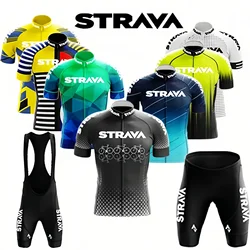 Strava Men's Cycling Outfit Bicycle Shorts Road Bike Sports Set Mountain Cycle Jersey Breathable Summer Clothing Pro Uniform