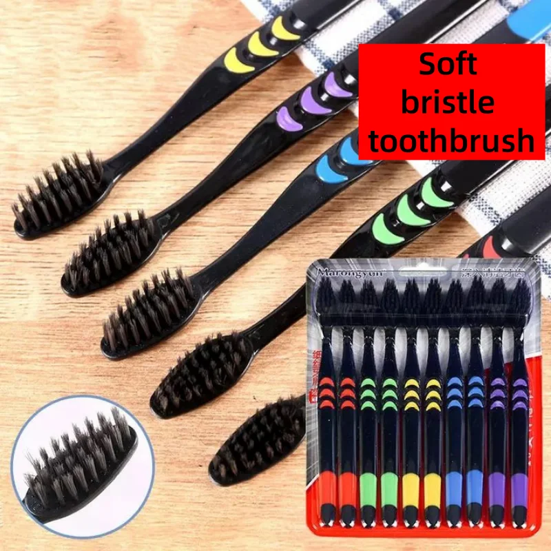10pcs Double  Soft Bamboo Charcoal NanoToothbrushes Dental Personal Teeth Brush Support for Adult Oral Care