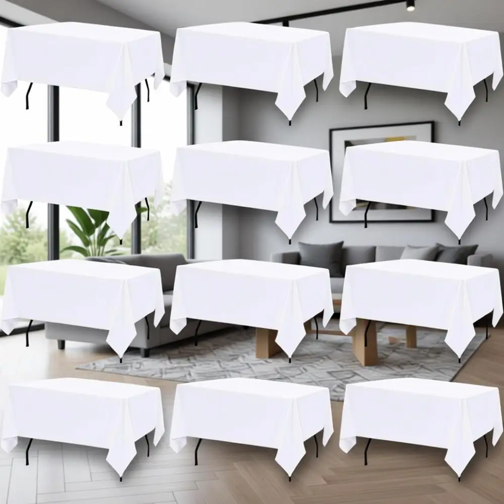 

12 Pack White 60x102 Inch Polyester Tablecloths - Reusable, Wrinkle Resistant for Weddings, Parties, and Everyday Use
