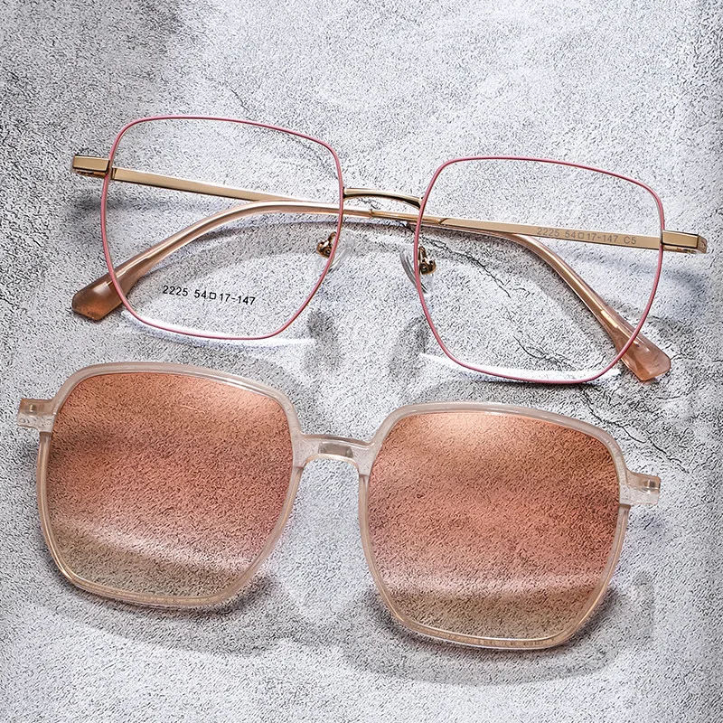 Magnetic Clip-on Glasses Polarized Sunglasses UV400 Ultra Light Alloy Polygon Fashion ADD Progress Optical Prescription Glasses