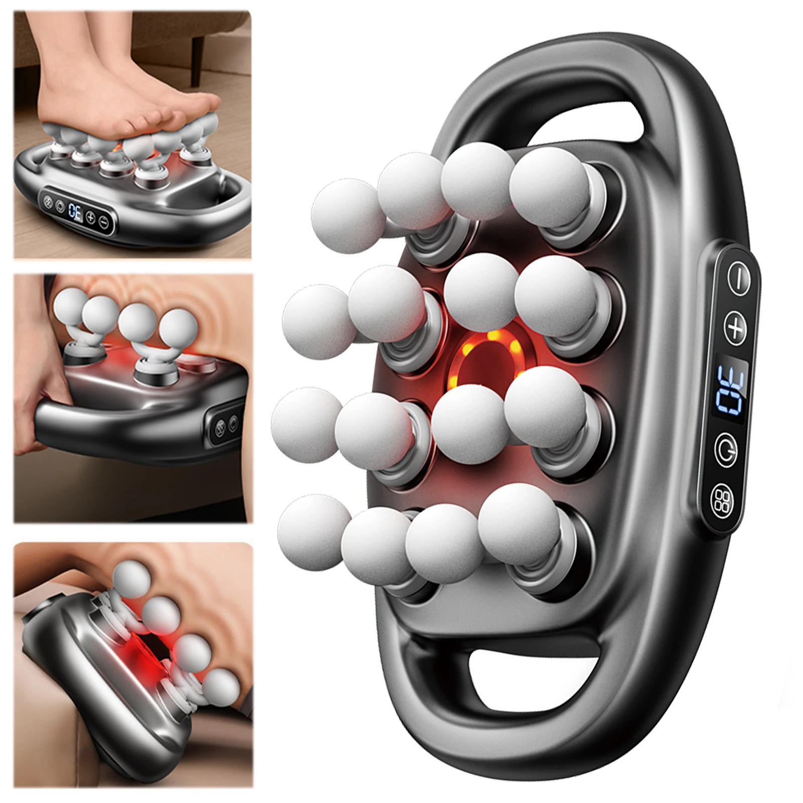 

Набор массажных пистолетов для головы (8/16 насадок) с 30 уровнями интенсивности, электрический перкуссионный массажер для всего тела: ног, спины, рук, талии