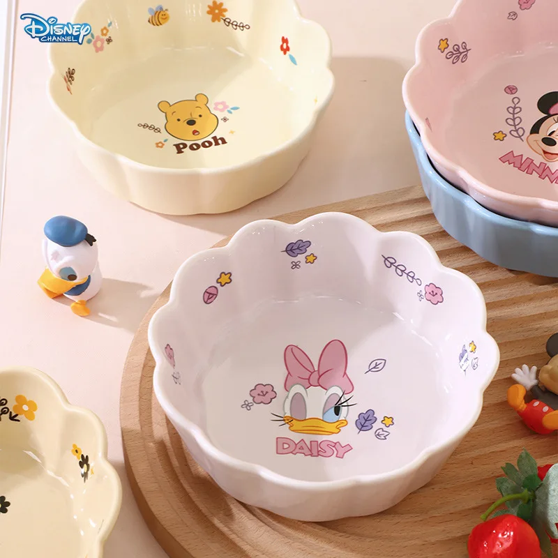 Disney Mickey Mouse Mickey Minnie ceramic full color glaze lace rice bowl household cartoon tableware kitchen dinner bowl