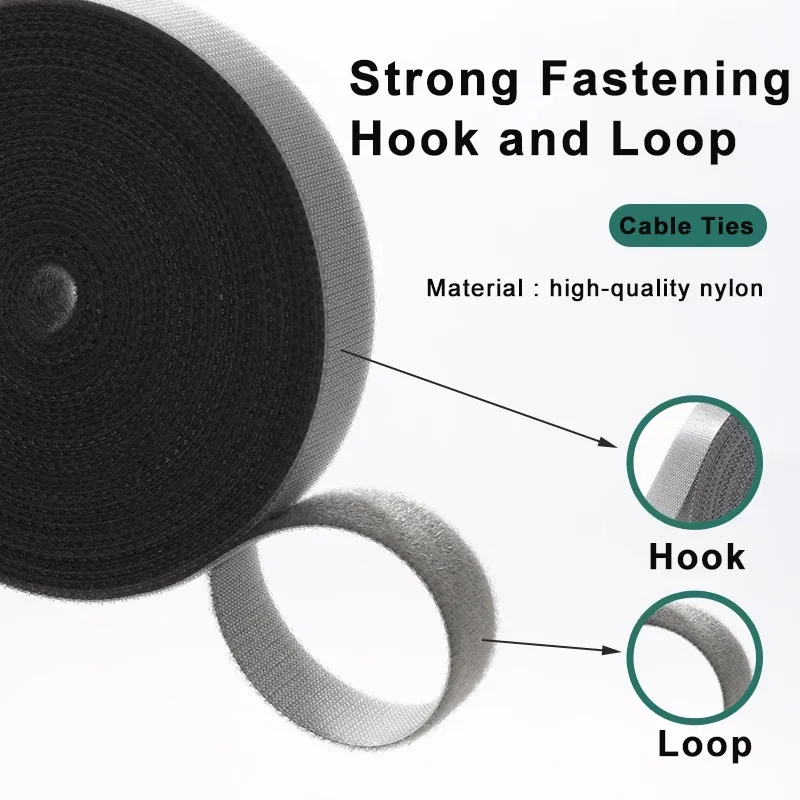 5 metros/rolo fita de fixação reutilizável laços de cabo 10/15/20/25/30/50mm dupla face gancho e laço correias cabo fita de gerenciamento de fio