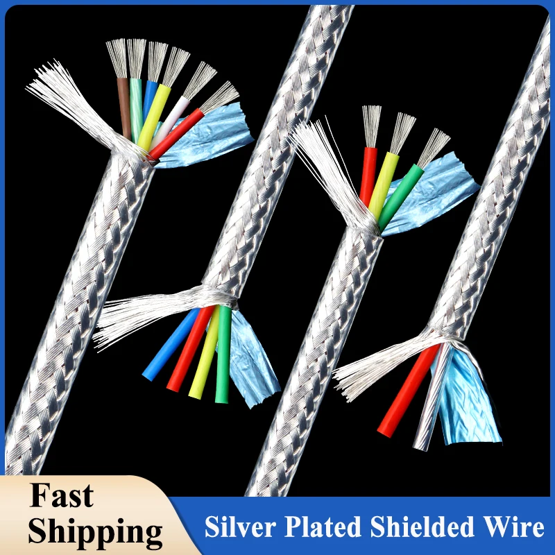 

High Temperature Resistance Silver Plated Shielded Wire Sq 0.15/0.2/0.35/0.5mm DIY Hifi Audio Amplifier Speaker Headphone Cable