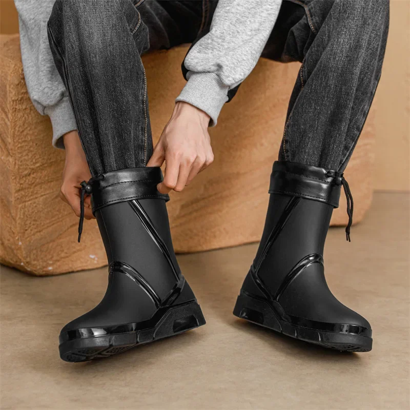 

Men's Winter Thiened Fce Lined Waterproof Cotton Rain Boots Anti-slip Kitchen ort Water oes Durable Rubber Sole 2026