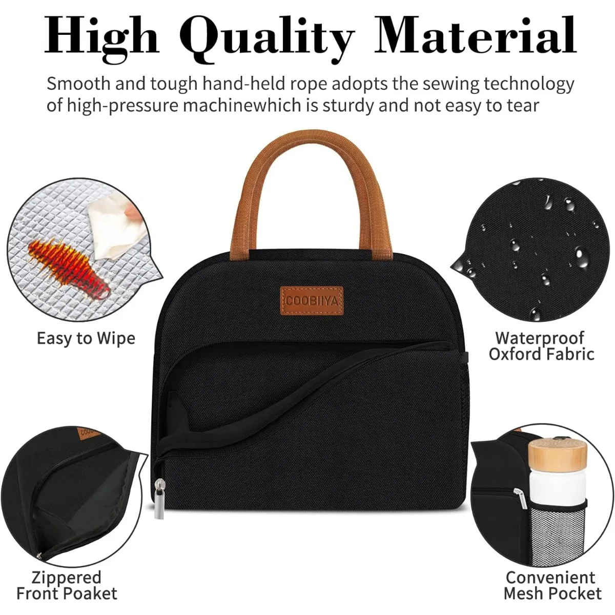 Lunch Bag Lunch Box for Women Adult Men, Leakproof Large Capacity Reusable Insulated Cooler Bag for Work/Office/Picnic/Travel