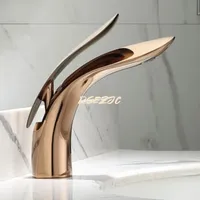 Light Luxury Minimalist Home All Copper Rose Gold Washbasin Faucet Creative Bathroom Sink Faucet (without Water Pipe)