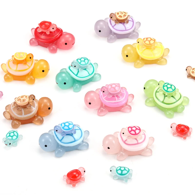 1pcs Large Glow In Dark Resin 3D Cute Turtle DIY Crafts Toys Ornament Flatback Hair Jewelry Charms Embellishment 32*46*15mm W322