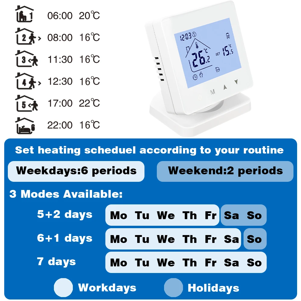 Smart RF Wireless Room Thermostat For Gas Boiler Heating Touch Screen Temperature Controller Home Programmable WiFi Thermostat