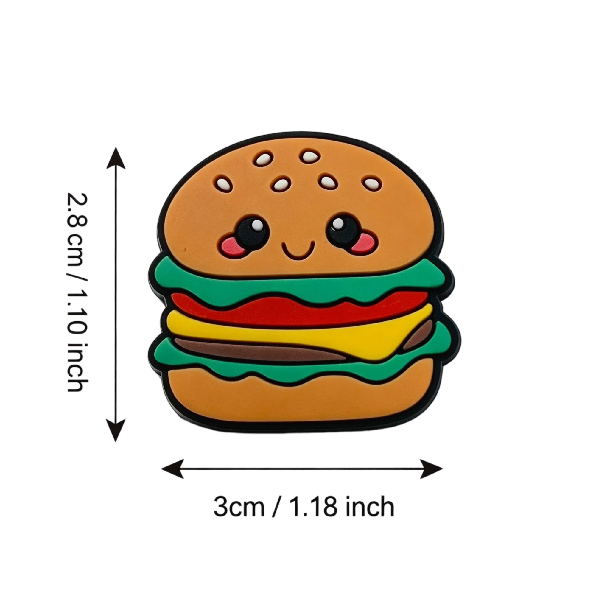 12PCS Kawaii Food Pizza Hamburger PVC Shoes Buckle Charms Backpack Hole Slippers Clog Decorations Fit Popular Birthday Gift