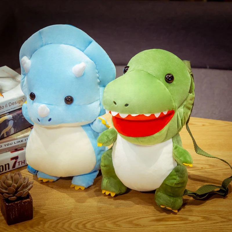 New Fashion Creative 3D Dinosaur Backpack Cute Animal Cartoon Plush Backpack Dinosaurs Bag for Children Kids Boy Gifts