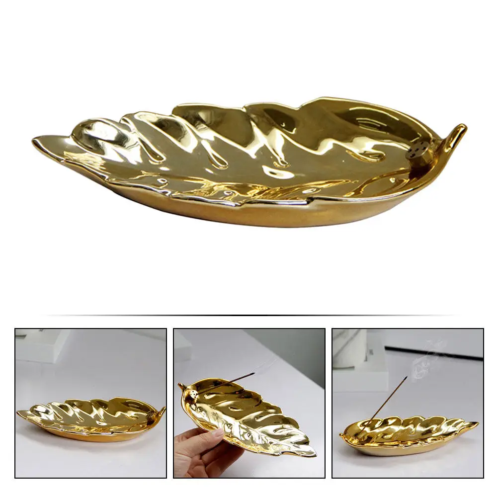 Leaf Shaped Ceramic Incense Burner Aroma Stove Ornament Home Study Bedroom Yoga Room Decor Incense Burner Aroma Stove