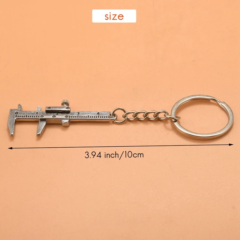 Useful Mini Vernier Caliper Tool Pendant Slider Slides Keyring Key Chain 10CM