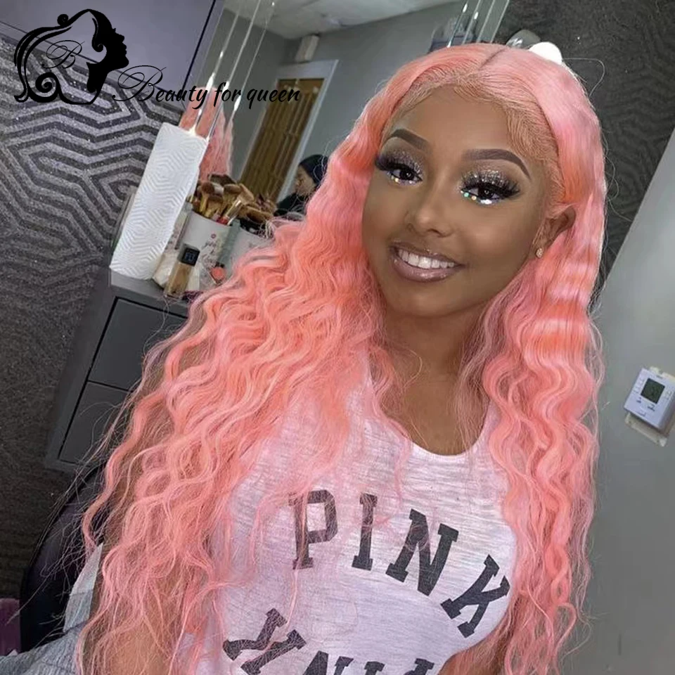 Good Quality 13x4 Lace Frontal Wigs Colored Pink Brazilian Human Hair Wig Beauty Customize Women Cosplay Hot Sale Fashion