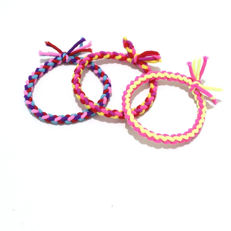 50PCS Popular Hair Accessories Color Matching Twist Knitting Knot High Elastic Rubber Hairpin Women Girl\'s Hair Circle Headdress