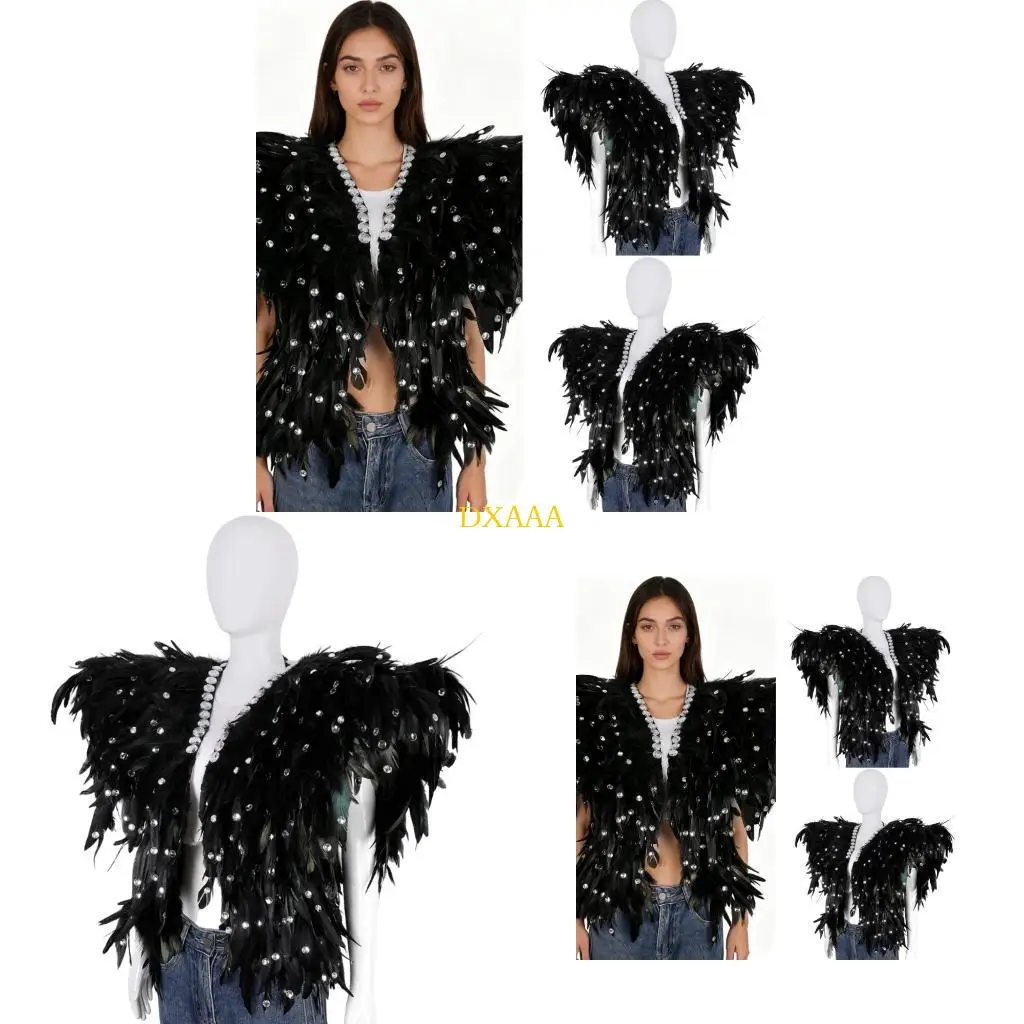 

DXAA Women Victorian Gothic Crystal Accent Shawl Shrug For Special Event