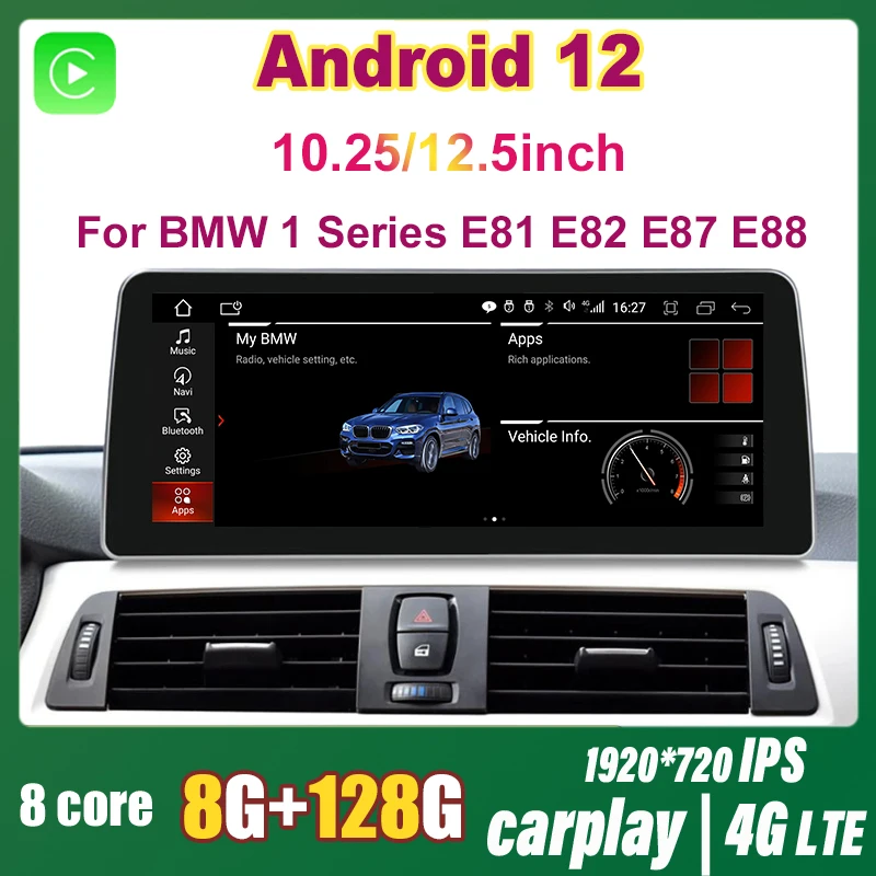 

10.25" Android 12 GPS Navigation 8Core 8G+128G Car Multimedia Player Radio For BMW 1 Series 120i E81 E82 E87 E88 Carplay Auto