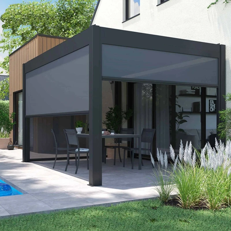 Automated Opening Waterproof Wingproof Louvered Motorized Aluminous Outdoor Living Garden Marquees Gazebo Canopy  Awning Gazebo