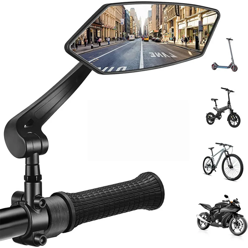 1pair Bike Rear View Mirror Reflector Adjustable Rotatable Handlebar Mirror Clear Rearview Electric Scooter Bicycle Accessorie