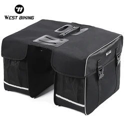 WEST BIKING Waterproof Bicycle Carrier Bag 30L Rear Rack Trunk Bike Luggage Carrier Tail Seat Pannier Two Double Bags Bike Bag