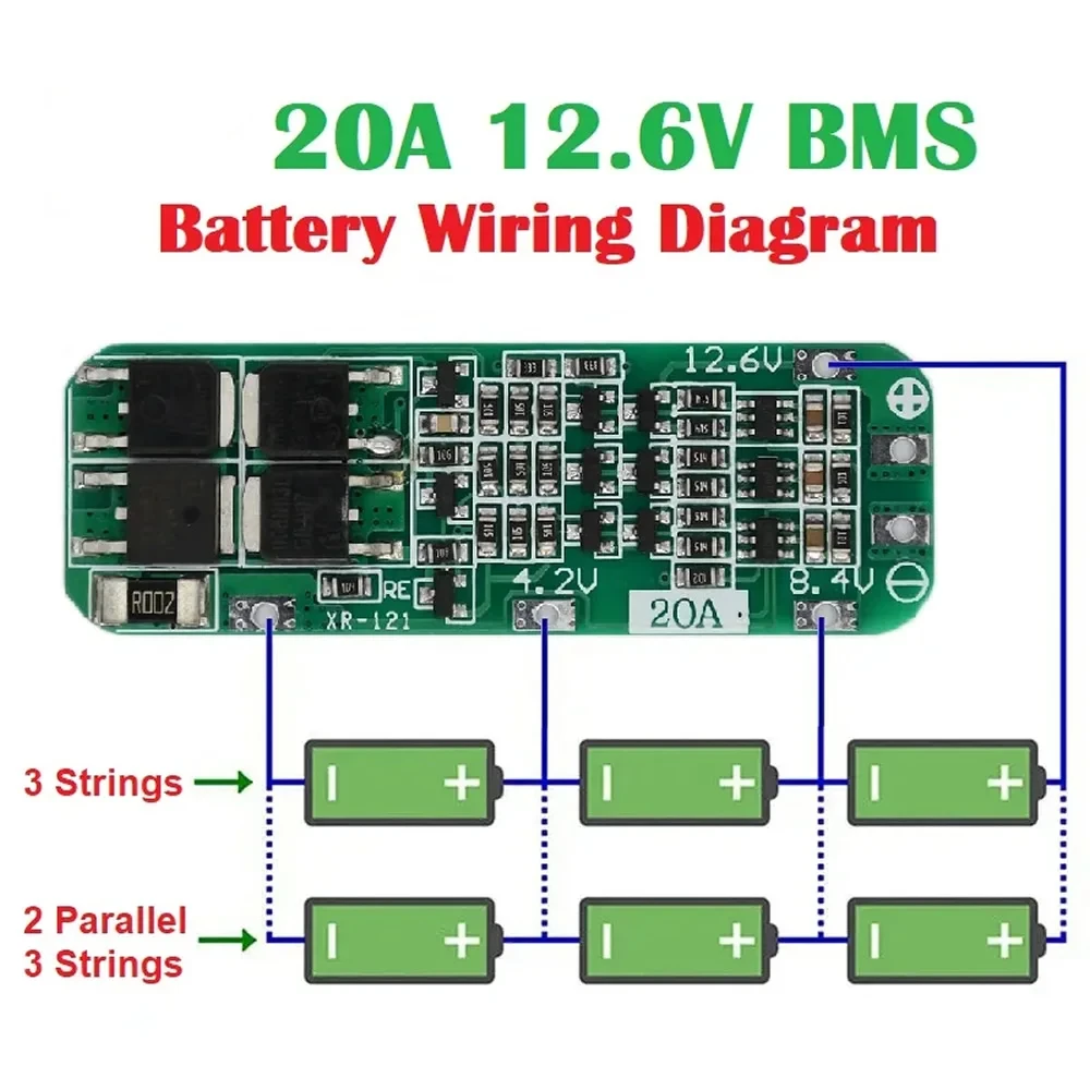 3S 20A Li-ion Lithium Battery 3.6V 3.7V 18650 Charger PCB BMS Protection Board For Drill Motor BMS 12.6V Lipo Cell Module