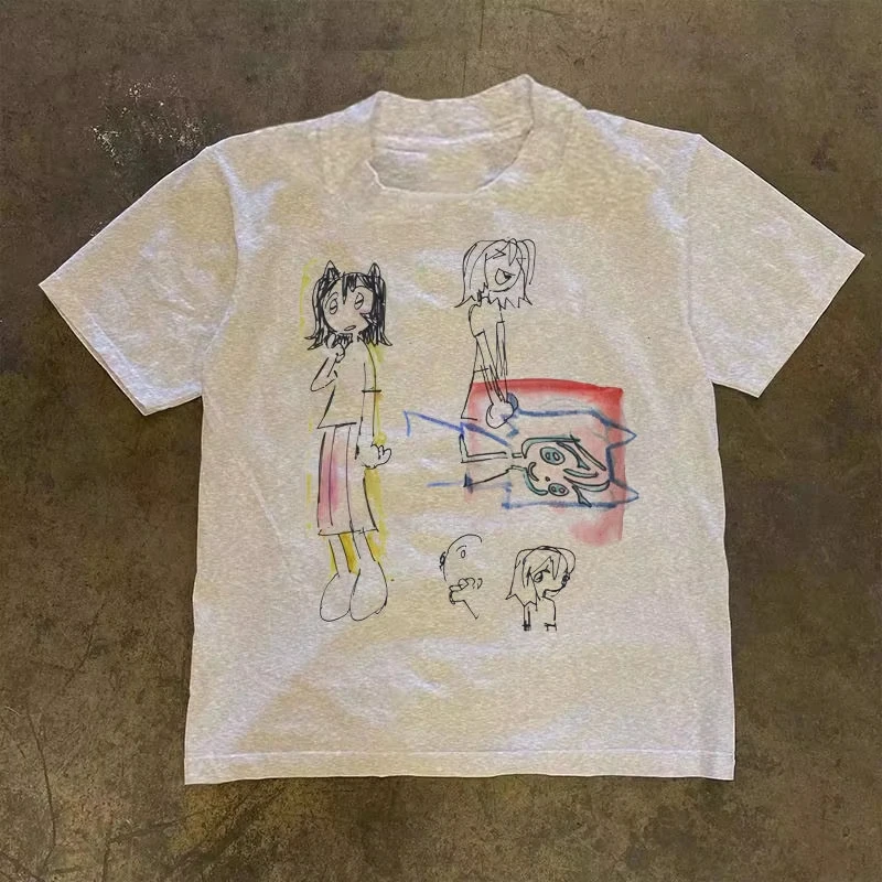 Frauen Baumwolle T-Shirt Graphic Tee Casual Kurzarm Crewneck Top Mode Streetwear Sommer T-shirt Grafik T Shirts Harajuku