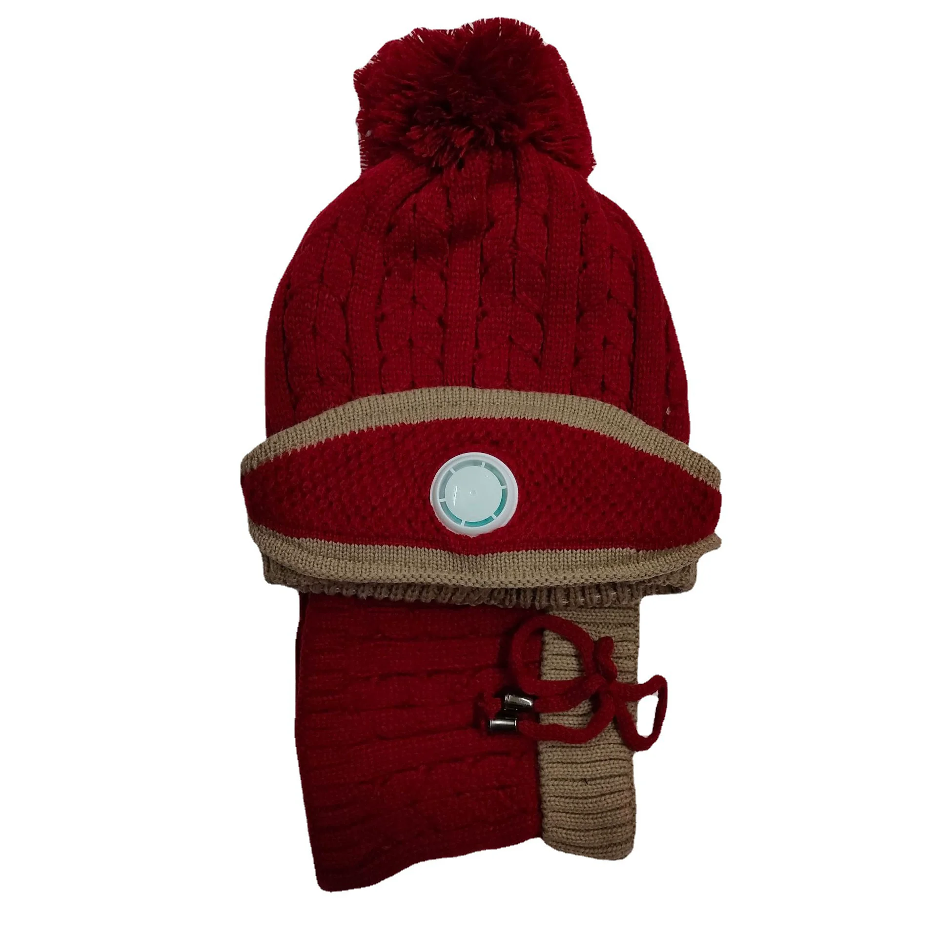 Winter fashion cycling hat, ear protection, woolen hat, mask, scarf, trendy knit, warm breathing valve