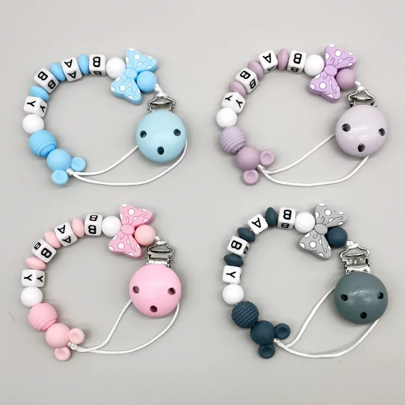 Baby Personalize Name Custom Dummy Nipple Holder Chains Babies Accessories Pendant Teething Toy Shower Chew Gifts Pacifier Clips