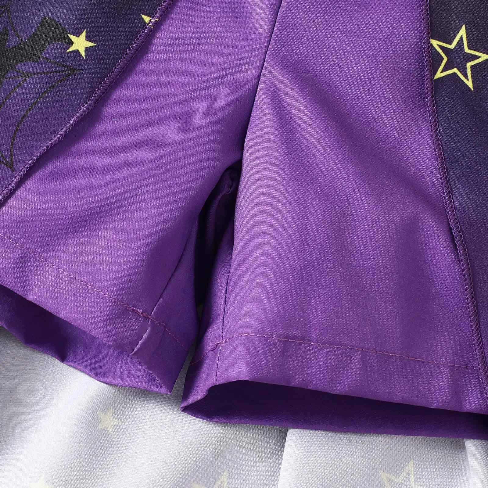 Halloween Baby girls clothes Cute Bat and star print Slip dress Irregular hemline Lace sleeve dresses Kids Girls Suspender Dress image 4