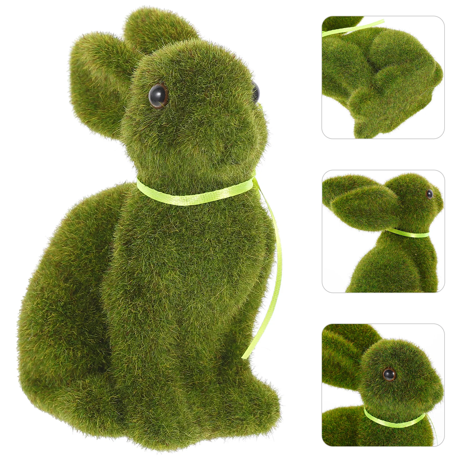 

3pcs Flocking Crafts Simulated Bunny naments Easter Garden Decor Home Office Yard Adorable Animal Figurines Green Resin