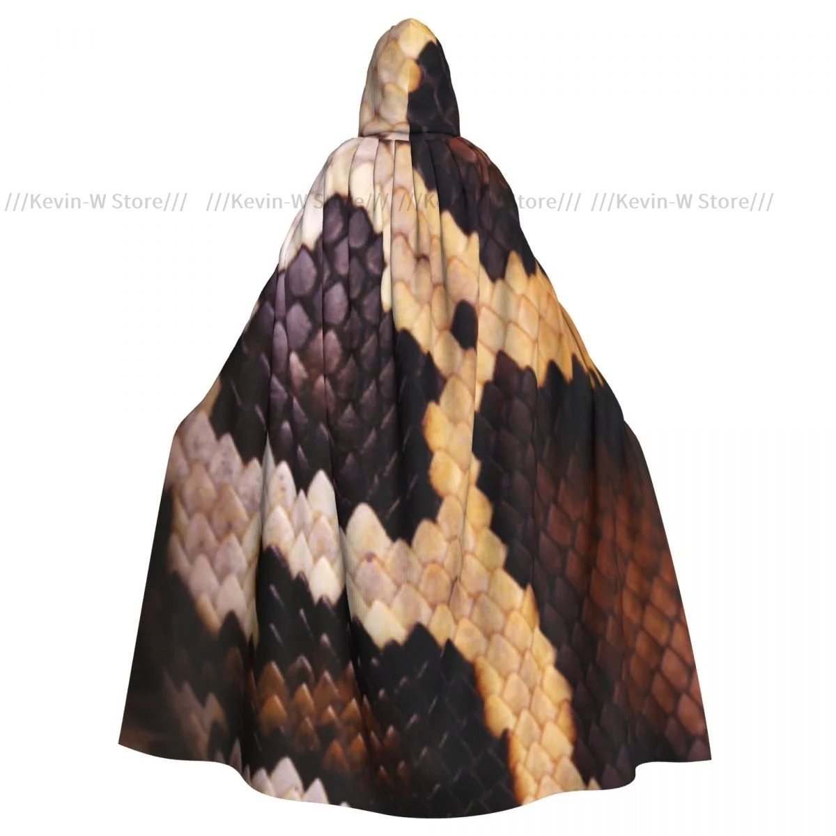 Adult Cloak Cape Hooded Python Snake Skin Scales Pattern Medieval Costume Witch Wicca Vampire Elf Purim Carnival Party