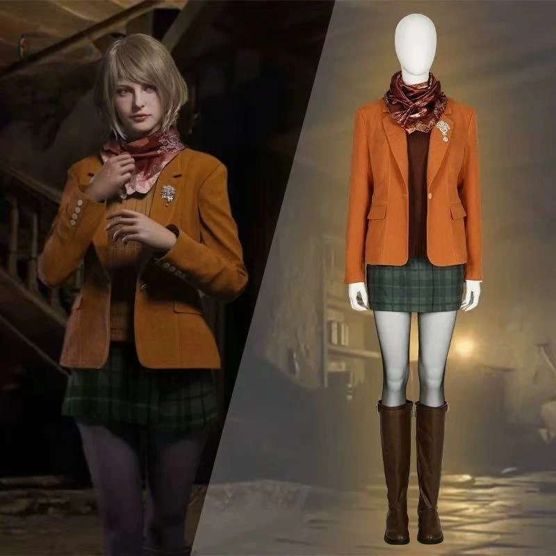 

Game Evil 4 Ashley Cosplay Anime Graham Evil 4 Cosplay Costume Women Jacket Dress Sweaters Outfit Halloween Carnival Party Suit