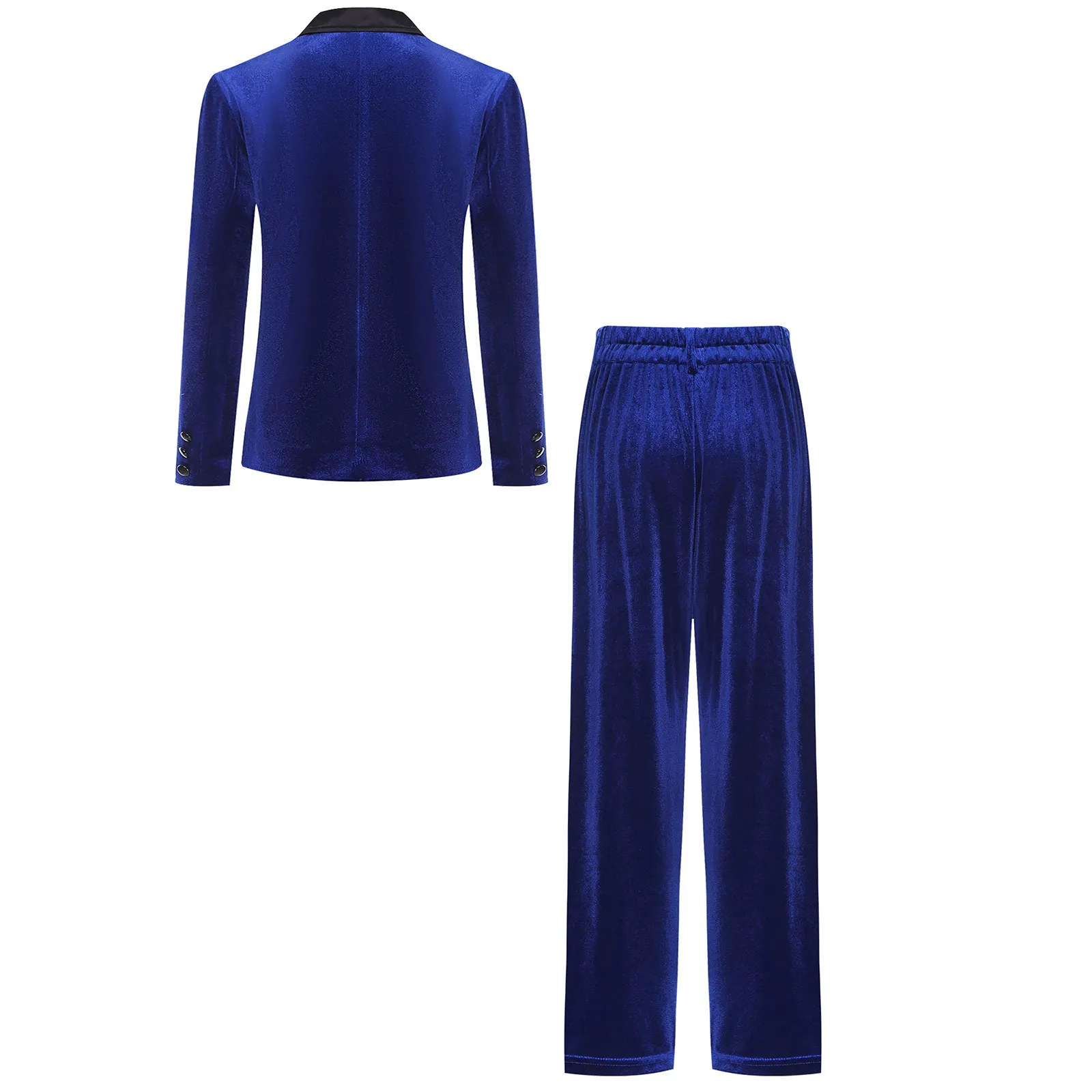 Kids Elegant Gentleman Velvet Outfit Boys Formal Velvet Suit Lapel Long Sleeve Blazer Jacket +Pants Wedding Birthday Party Suit