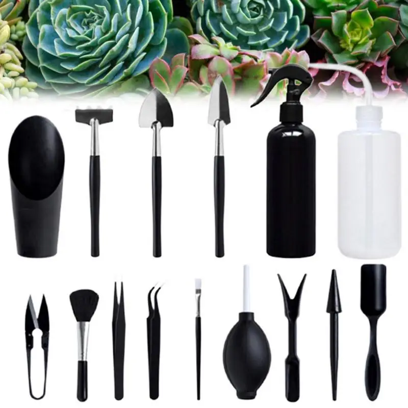 Gardening Tool Kit 15PCS Mini Tool Set For Succulent Gardening Beginner-Friendly Tool Kit For Yard Home Black Tool Kit For